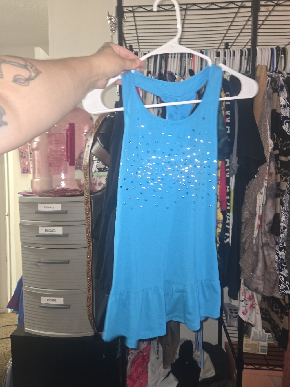 Circo Blue Girls Rhinestone Tank Top